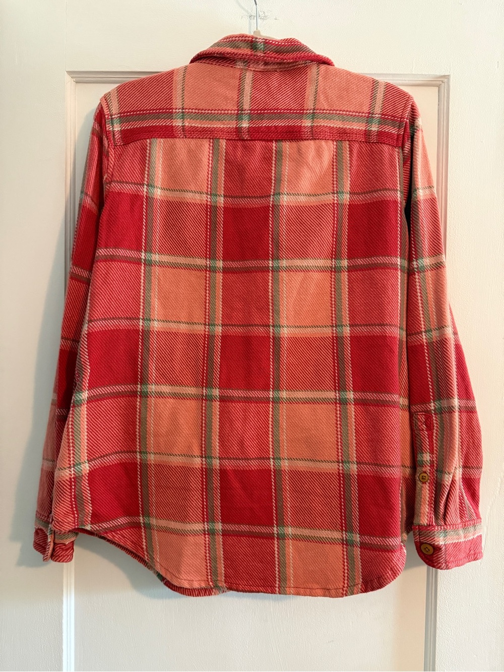 L.L.Bean Plaid Women's Heavyweight Button-Down Shirt Jacket Coral Peach Medium - Picture 2 of 8